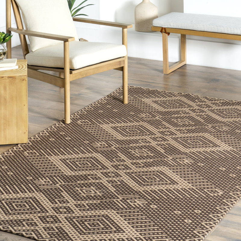 Tapis en mélange de coton à motif géométrique Leith, Rectangle de 5 pi x 8 pi
