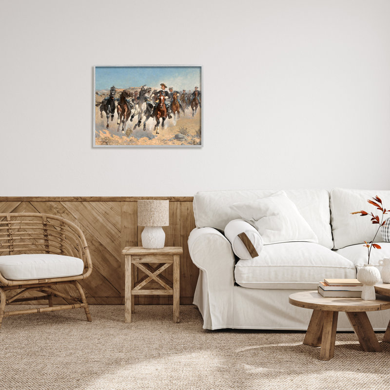 Chevaux au galop, troupeau de cowboys, H 24 po x l 30 po x P 1,5 po, Estampe numérique Farmhouse
