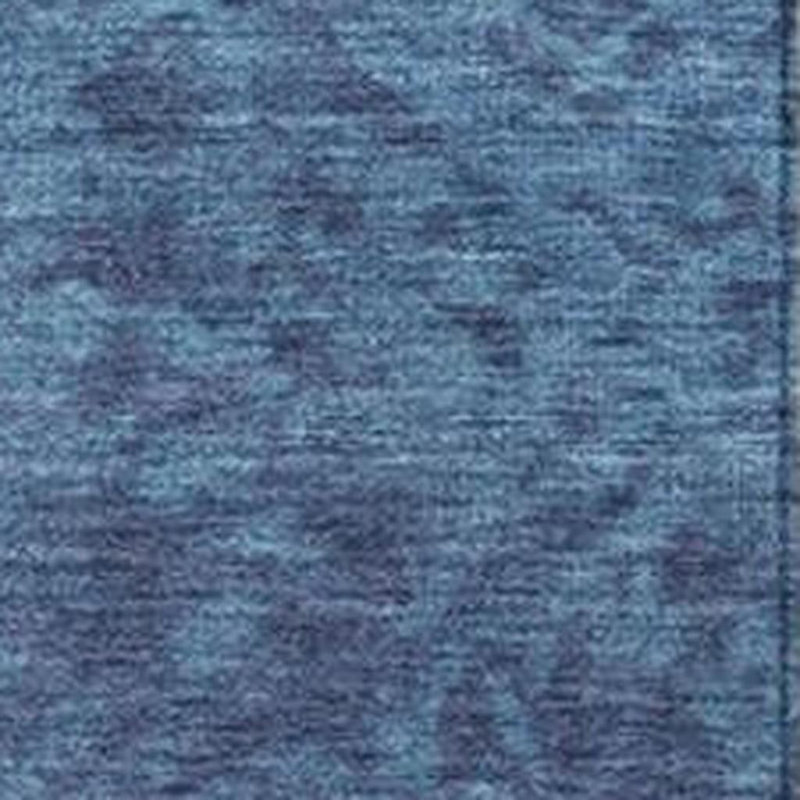 3' X 5' Denim Blue And Ivory Damask Washable Indoor Outdoor Area Rug