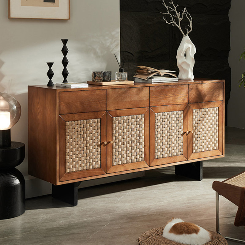 Buffet en rotin blanc moderne et minimaliste