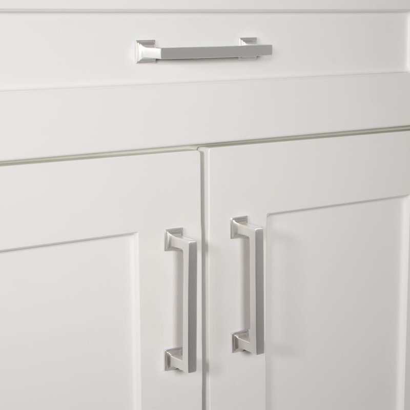 Grandeur Geneva 4" Brass Handle Pull, Satin Nickel
