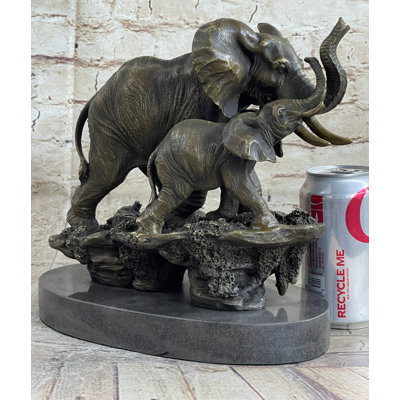 Zophie Mother and Child Elephant Family Bronze Statue Sculpture Figure Decor 10" x 12"