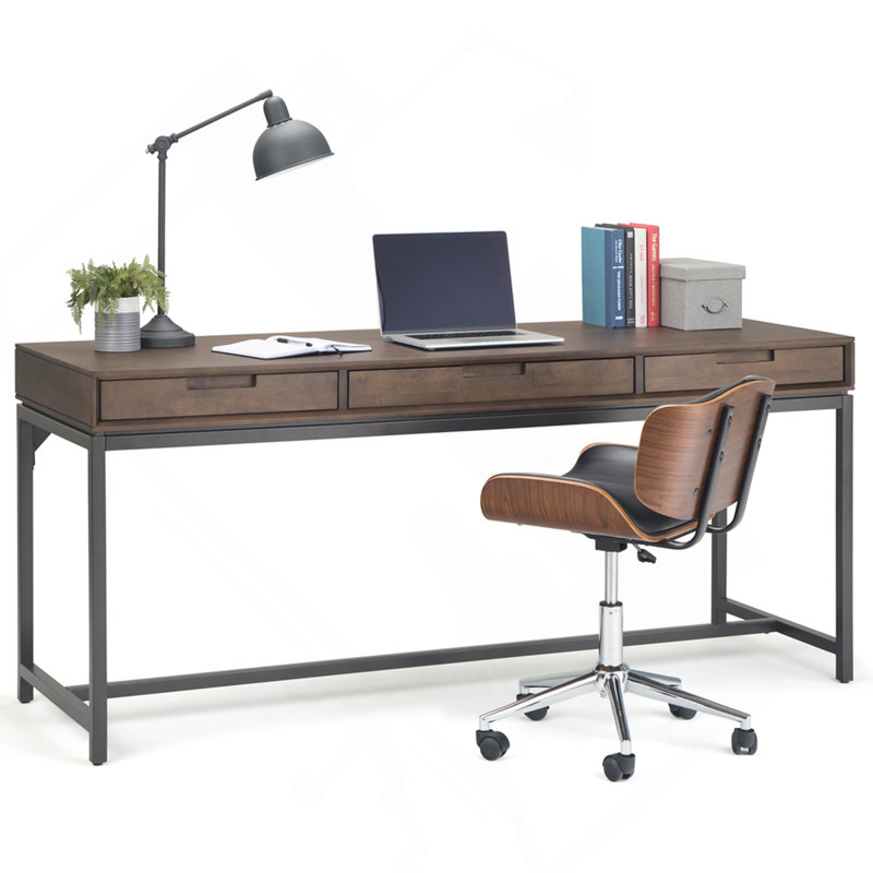 Bureau Mid-Century - brun noyer, 31.5" H x 72" W x 24" D