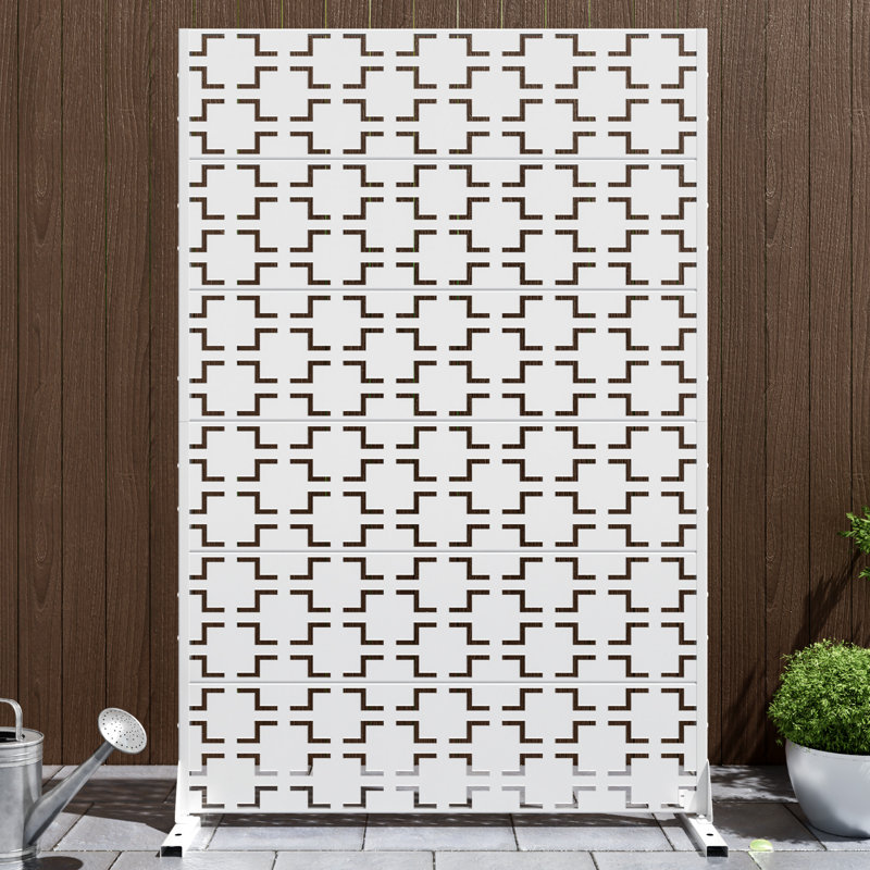 Panneau de clôture en métal pour écran d'intimité, Blanc, 72" H x 47" W x 16" D