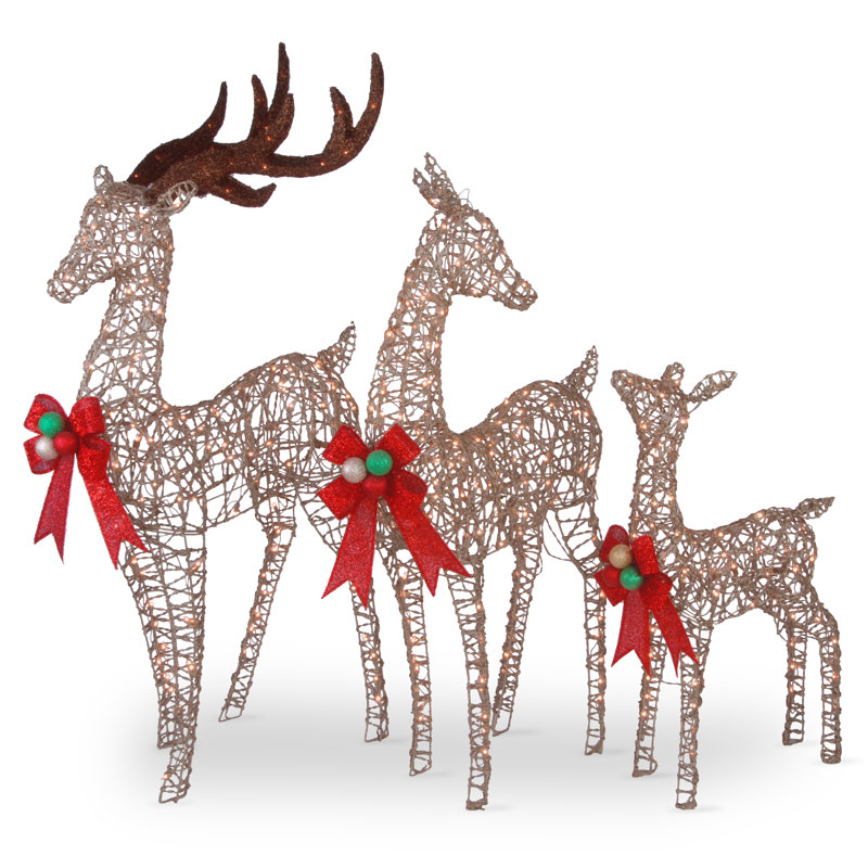 The Holiday Aisle® 3-Piece Lighted Deer Set