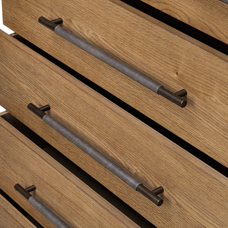 Rosedale 6 Drawer Tall Dresser, Amber Oak