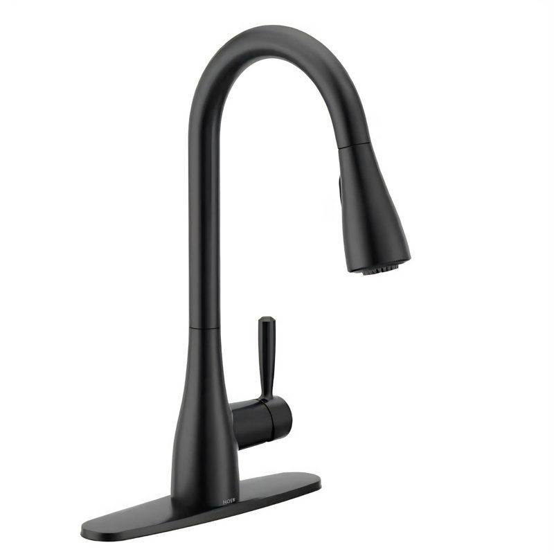 MOEN Doherty Single Handle Pull-Down Sprayer Kitchen Faucet with Power Clean and Reflex, Matte Black