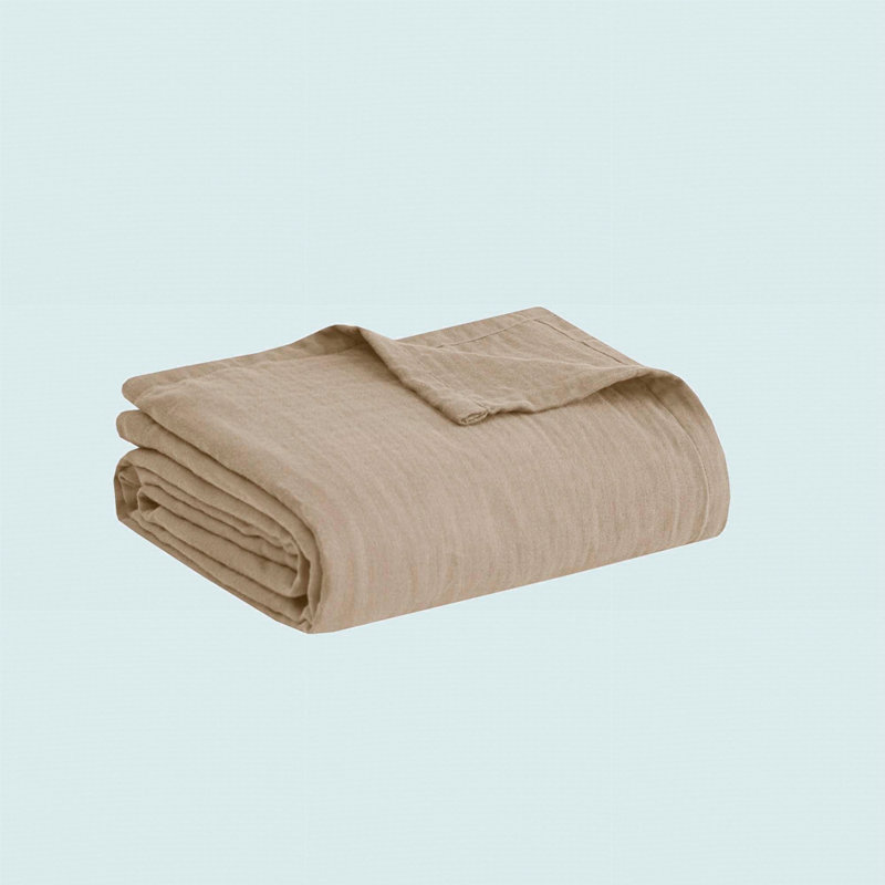1 PCS 100% Cotton Lightweight Blanket Tan, King
