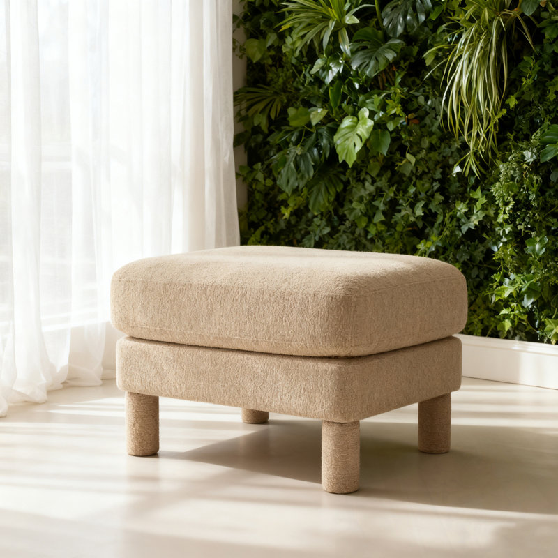 Repose-pieds en polyester avec quatre pieds robustes, Café