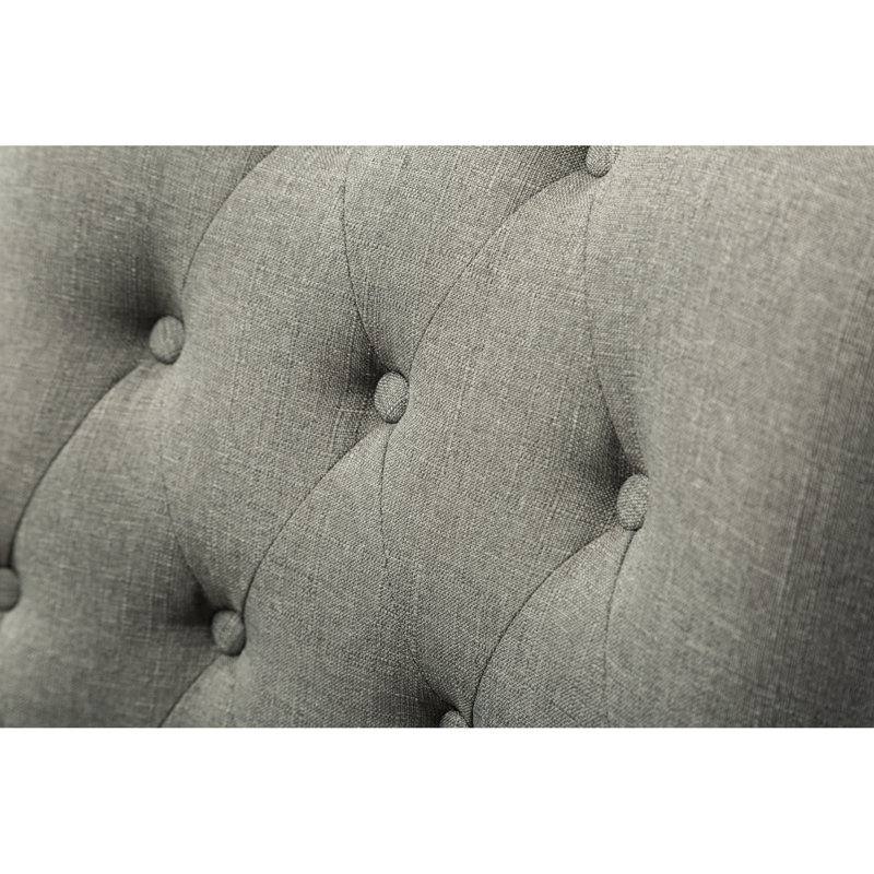 Chaises d'hôtesses à oreilles grises à boutons gris (de 2) - Structure en bois massif avec garniture cloutée et deux têtes splendides