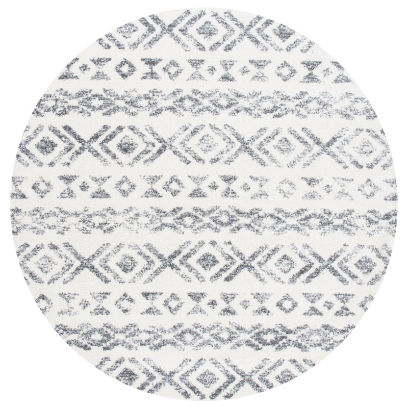 Tapis ivoire / gris Southwestern, Rond 6 pi 7 po