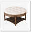 Table basse surdimensionnée rembourrée capitonnée à 2 niveaux avec tablettes en bois-1129512446
