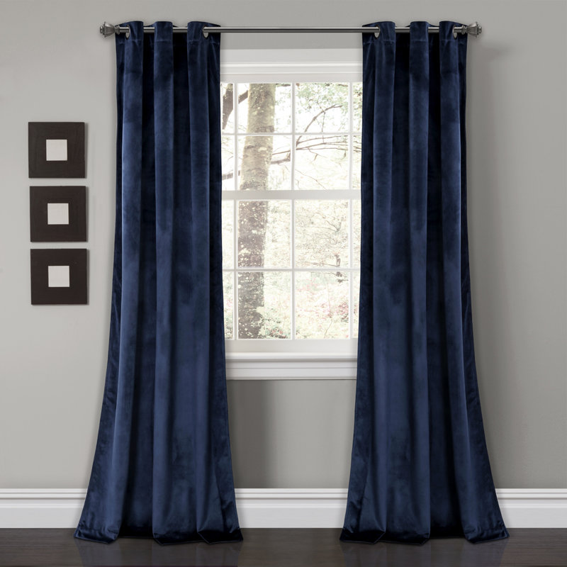 Paire de rideaux isolants Prima Velvet, Bleu marine, l 38 po x L 95 po