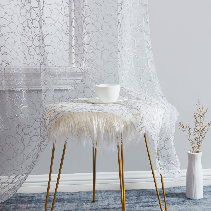 Denis Semi Sheer Curtain Pair, Silver Gray, 54" x 84"