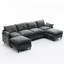 Canapé modulaire rembourré en chenille gris foncé, 6 coussins avec accoudoirs pour le salon, canapé modulaire en forme de U