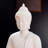 12" Serene White Buddha Statue With LED Circle Table Lamp - Indoor Ceramic Meditation Décor