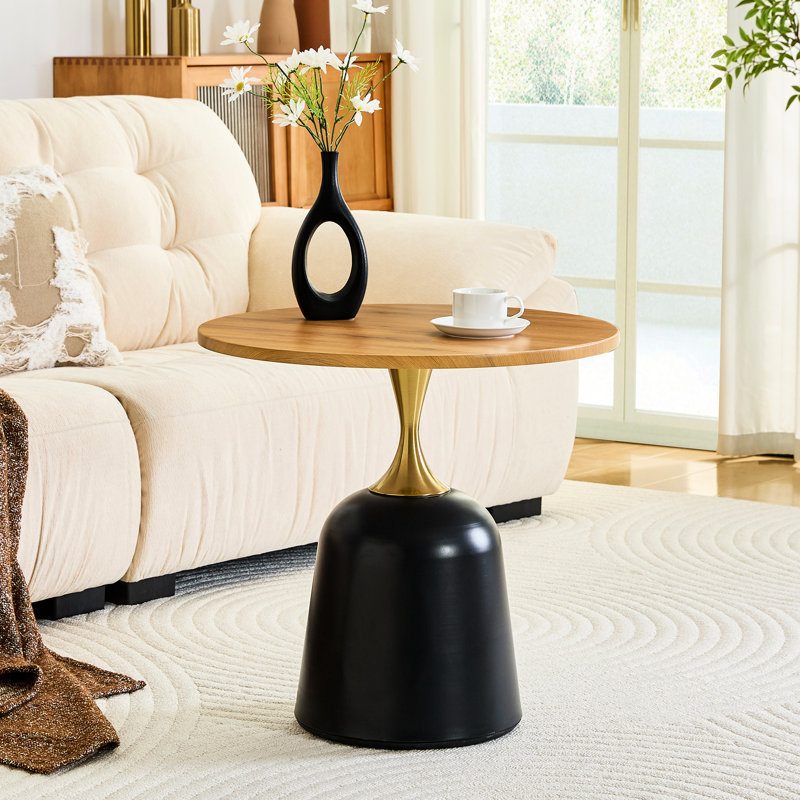 Table d'appoint 23,6 pouces avec base en métal, style nordique, hauteur confortable, support stable, table d'appoint ronde multifonctionnelle, pour l'espace personnel
