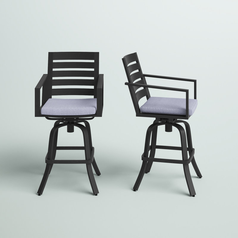 Adelynn Metal Outdoor Stool with Cushion