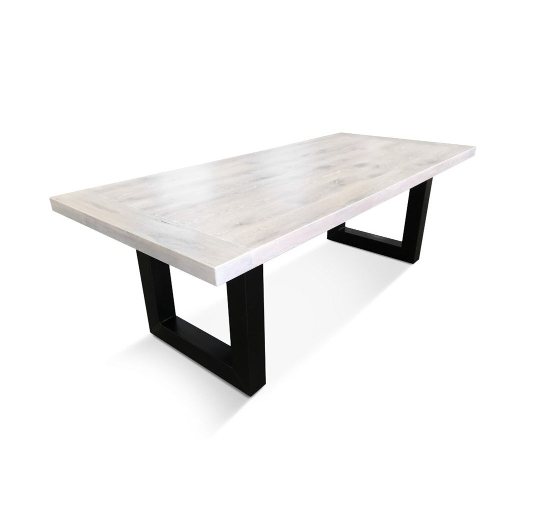 Oak Solid Wood Top Metal Base Dining Table