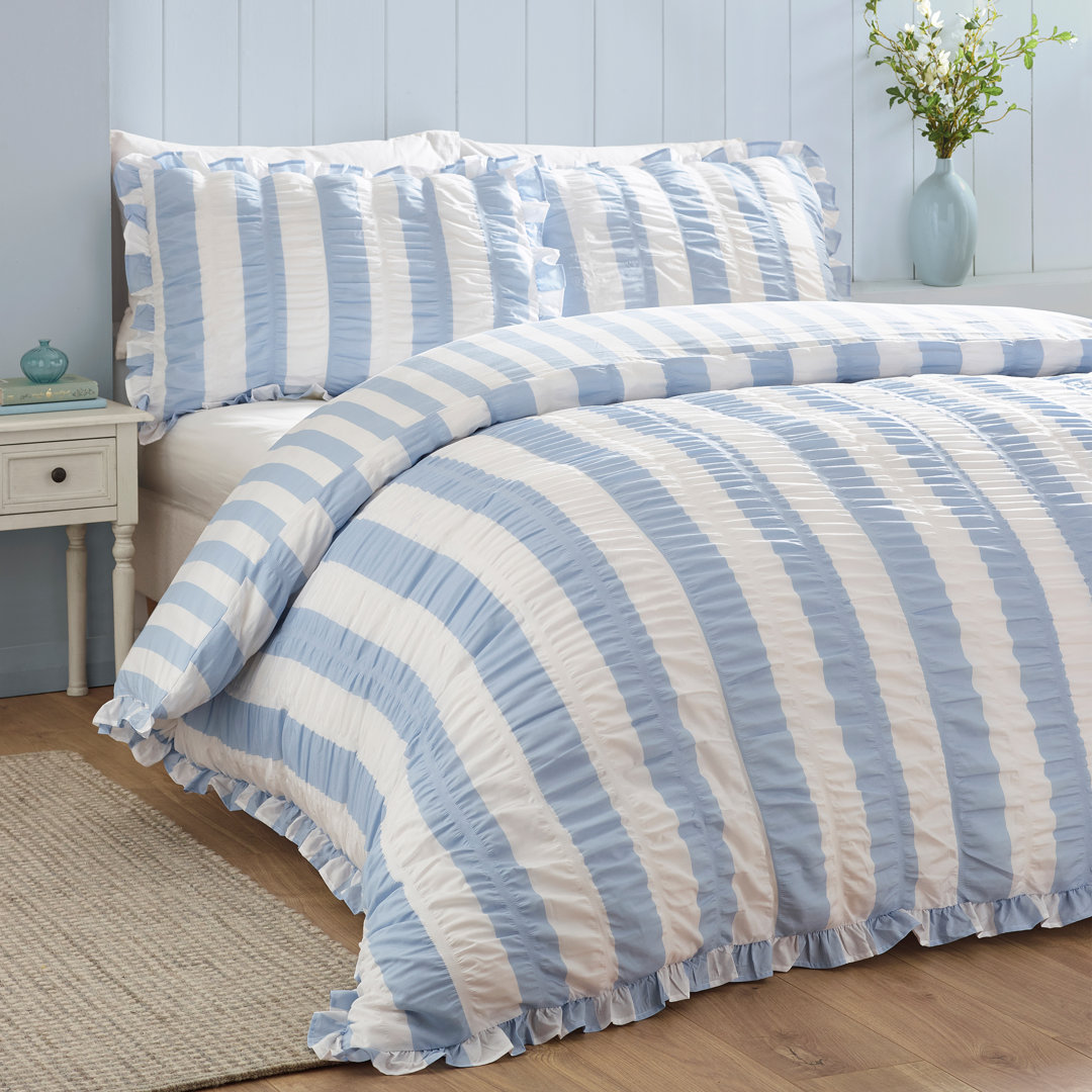 Seersucker Frill Stripe Duvet Cover Set