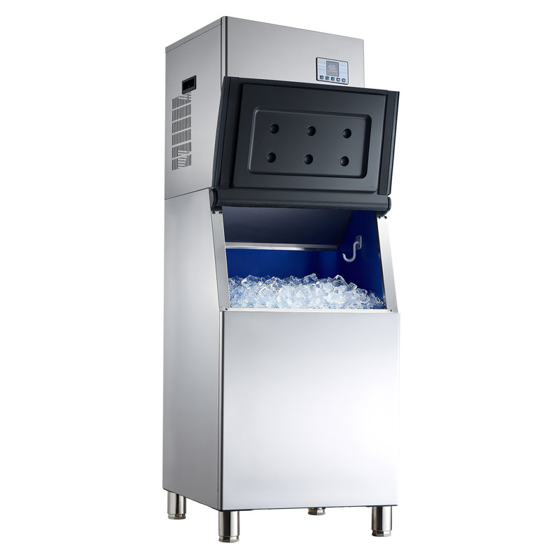 Machine à glaçons commerciale, machine à glaçons 400LBS / 24H avec bac de rangement en acier inoxydable 300LBS, machine à glaçons auto-nettoyante avec écran tactile pour bar, café, restaurant