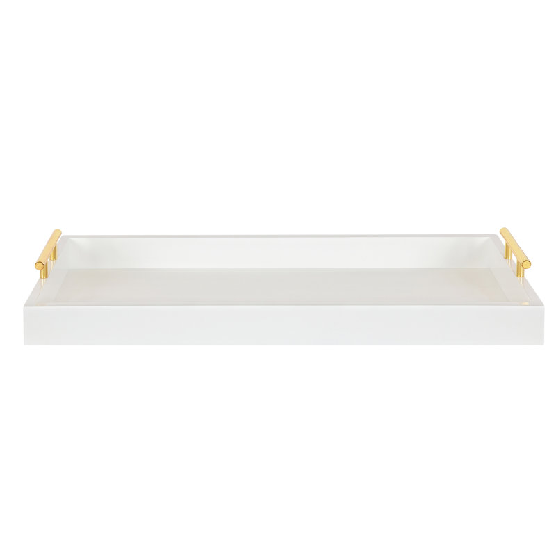 Norvan 24'' W Rectangular Decorative Tray , White/Gold
