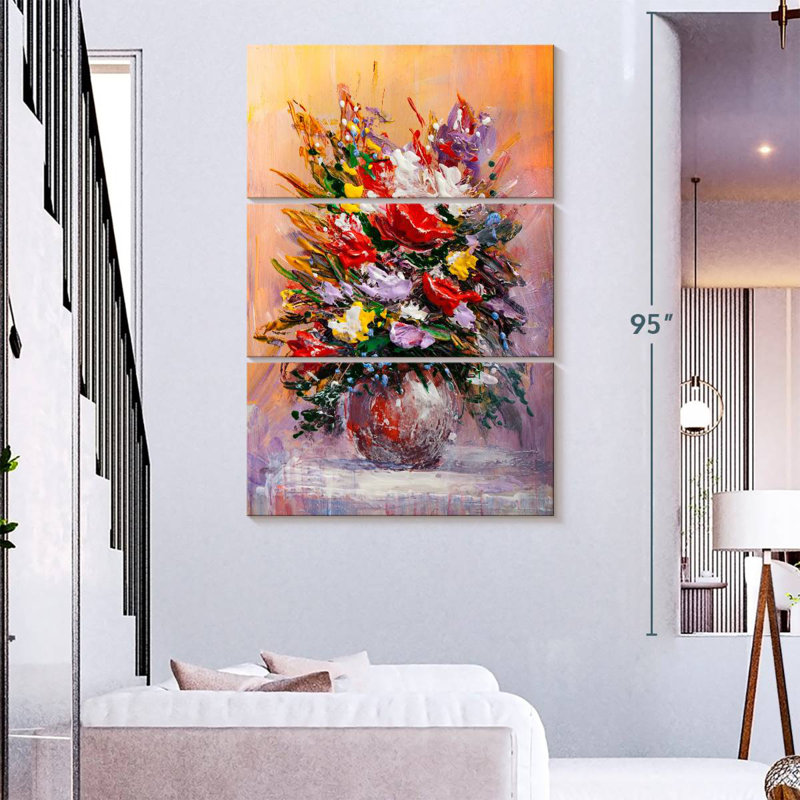 Harnek rétro floral abstrait, H 74 po x l 48 po