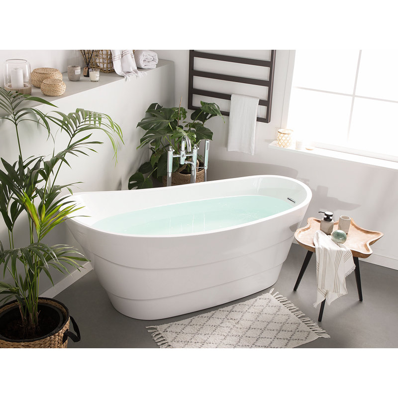 Mehar 1700mm x 730mm Freestanding Soaking Acrylic Bathtub, White