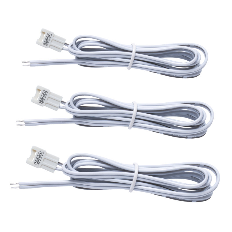 SureLock White LED Tape Light Extension Connector, 48 in, 3 Pack
