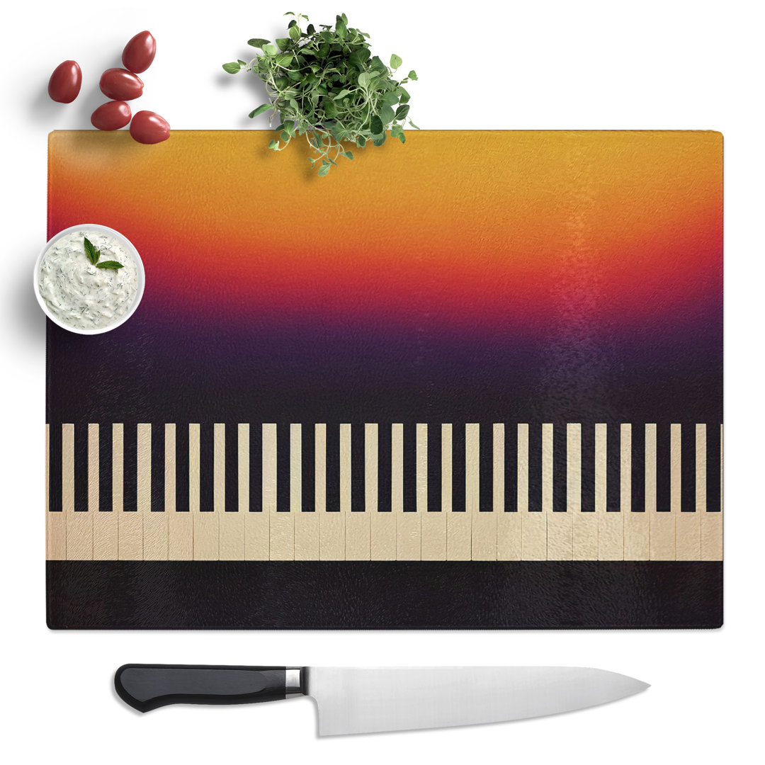 Keys Of The Piano Abstract  Glass Chopping Board