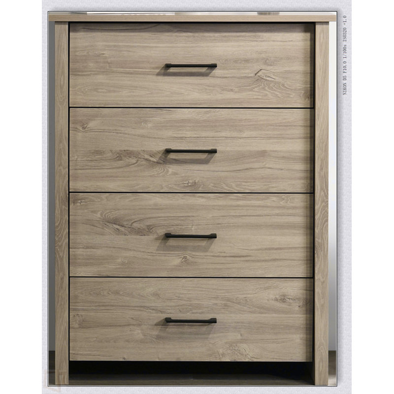 Commode 4 tiroirs avec poignées l 32 ", Chêne clair