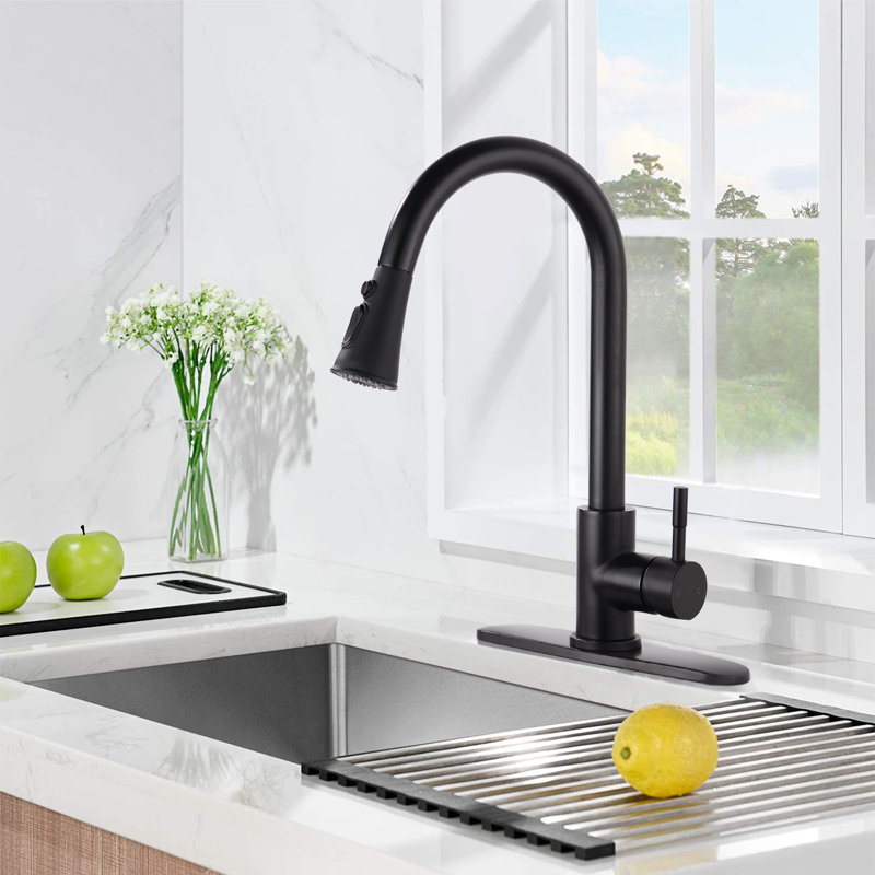 BATHLET Ledbetter Pull Down Kitchen Faucet, Matte Black