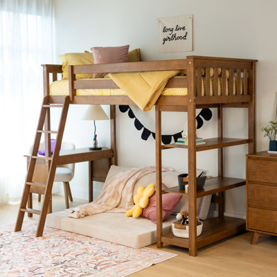 Forbes Twin-Sized Loft Bed with Desk and Shelves