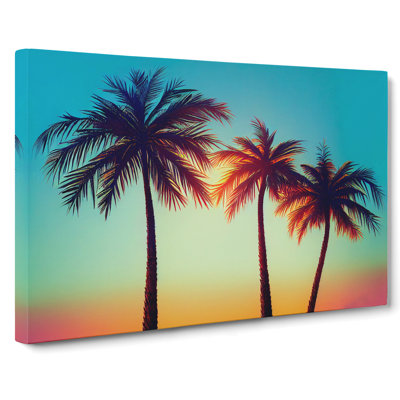Evening Palm Trees - Wrapped Canvas