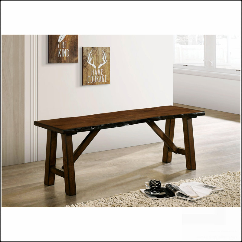 Banc en bois massif rustique avec finition en noyer rustique 1pc