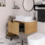 Meuble-lavabo mural de 30 po avec bords arrondis et conception rayée, armoire de rangement avec tiroir, lavabo rectangulaire en céramique blanche.-206135887