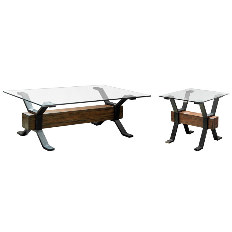 Leslie Rectangular Cocktail Table With End Table, 2 Pieces: Coffee Table, End Table
