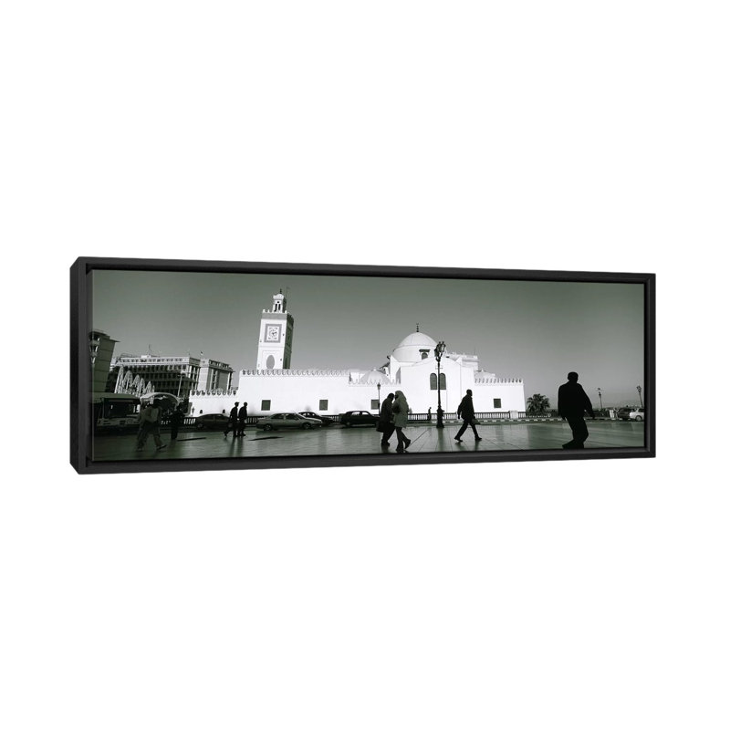 " Cars Parked In Front Of A Mosque, Jamaa-El-Jedid, Algiers, Algeria " by Panoramic Images, 16" H x 48" W x 1.5" D