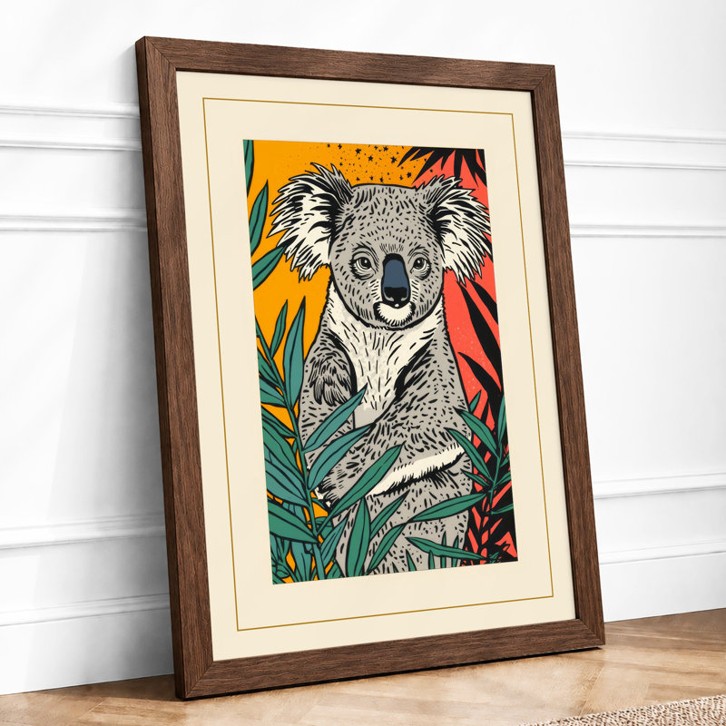 Koala in Foliage Boho - Framed Print, Walnut, A4 - 29.7 x 21.0 cm