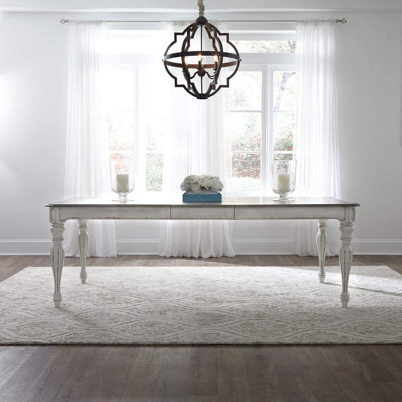 Colchester 6 - Person Extendable Four Leg Dining Set, 30" H x 90" L x 44" W, Brown/Gray/Ivory
