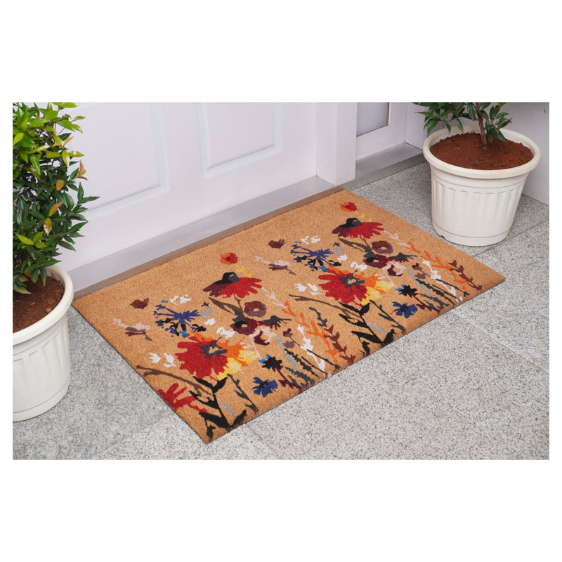 Tapis d'entrée extérieur antidérapant Floral, L 17 po x L 29 po