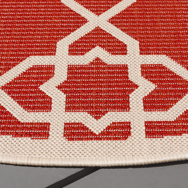 Tapis d'intérieur / extérieur à motif géométrique Dirks Performance, Rond 5 pi 3 po