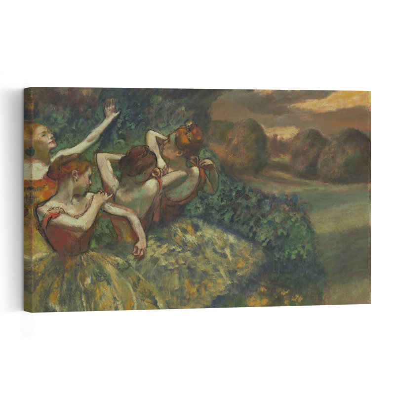 Quatre danseuses, vers 1899, estampe d'art mural contemporain abstraite impressionniste, H 12 po x l 18 po