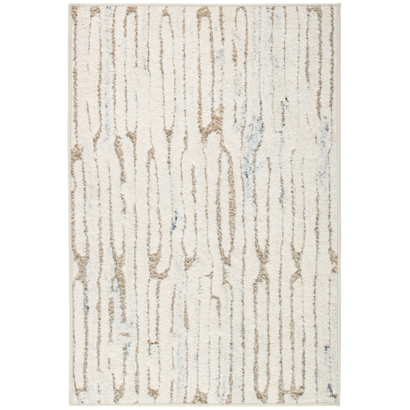 Malone Oatmeal Machine Printed Washable Rug, Rectangle 4' x 6'