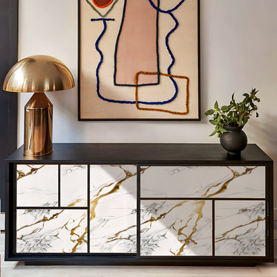 16"×197" 3D Marble Self-Adhesive Wallpaper Peel And Stick Gold Veined Wall Paper For Kitchen Countertop Cabinet Bedroom Living Room Wall Decor Renovation