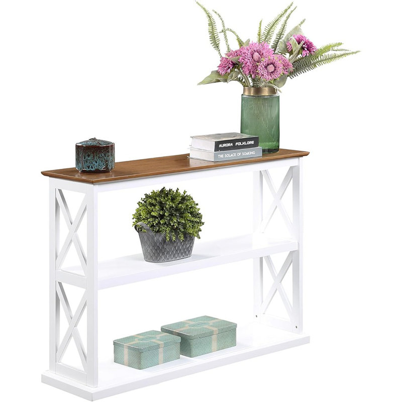 42" Coventry Console Table, Farmhouse Narrow Display Table, Driftwood/White