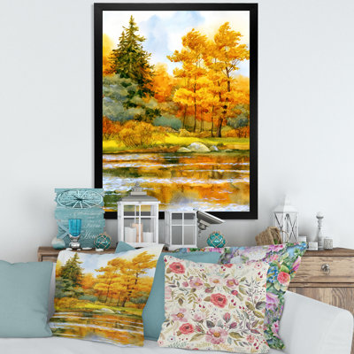 Forêt automnale au bord du lac II - Peinture sur toile