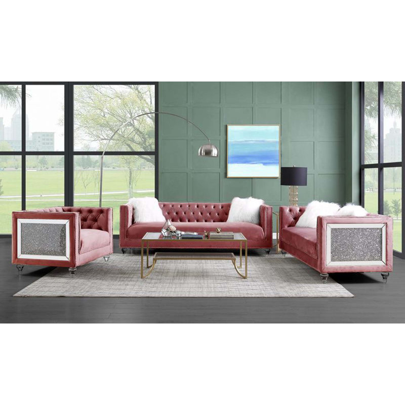 Causeuse en velours Kimber, Rose
