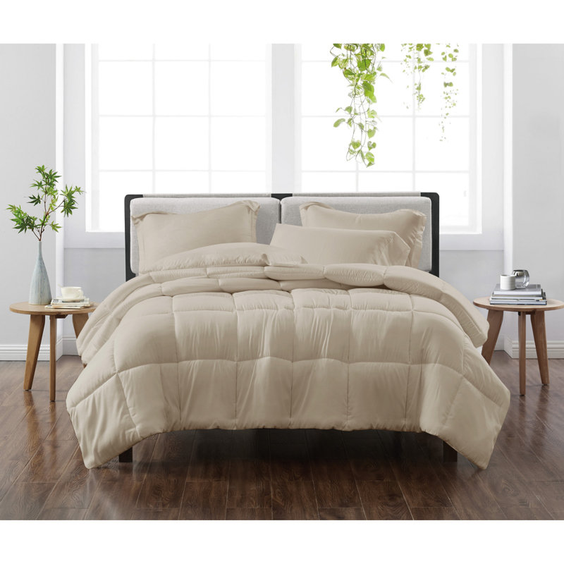 Polyester Ring Stitch Comforter, Twin XL Comforter + 1 Sham, Khaki