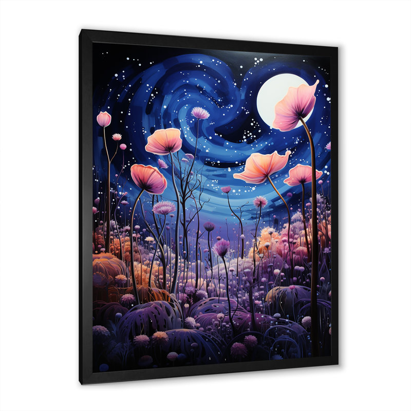 «Nightly Enchanted Wilderness I», reproduction d'art sur toile, Cadre simple noir, H 32 po x l 16 po x P 1 po